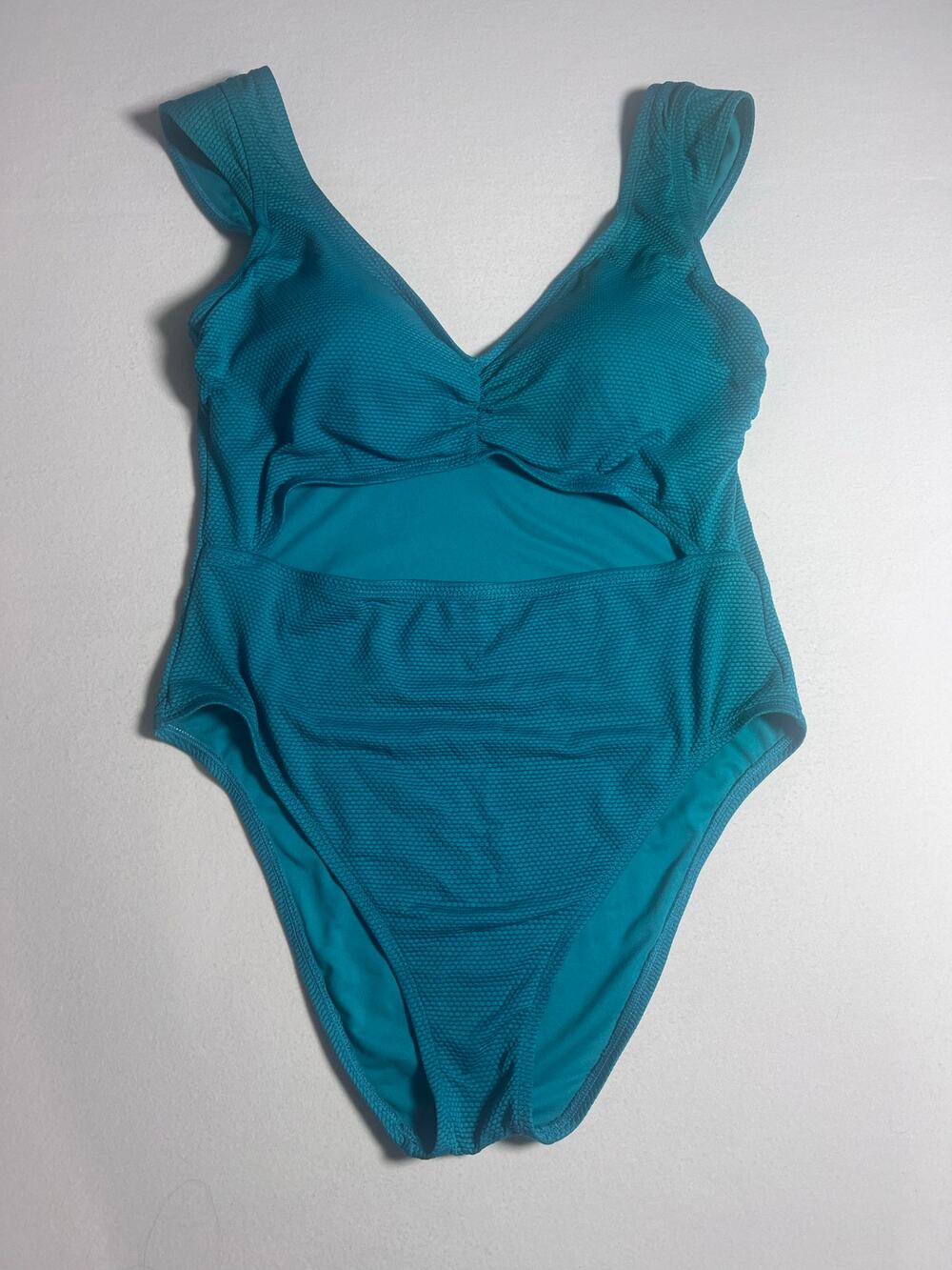 Shade & Shore XL Teal Textured Cutout One Piece Swimsuit